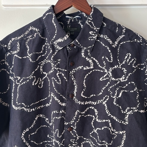 Ted Baker Arnica Floral Button Down Linen Dress Shirt Size 5 - Picture 8 of 10